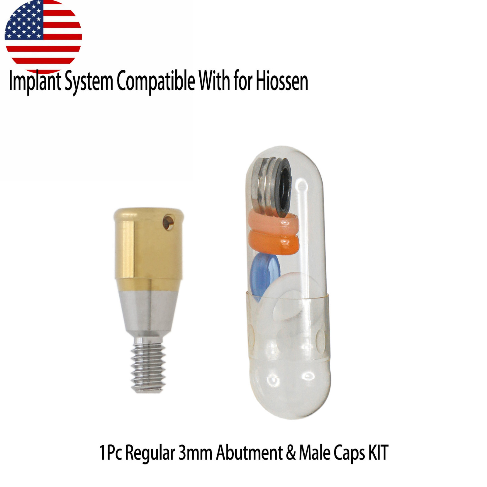 US Dental Hiossen Mini/Regular Attachment Abutment & Overdenture Male Caps Kits