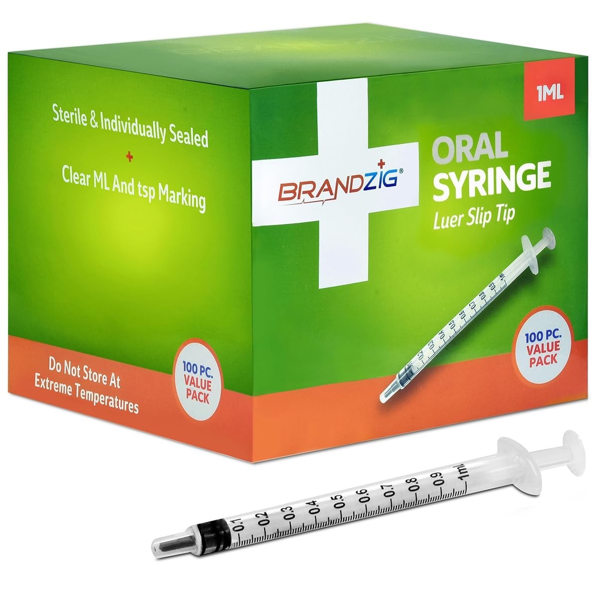 1ml Syringe with Cap (100 Pack) | Oral Dispenser Without Needle, Luer Slip…