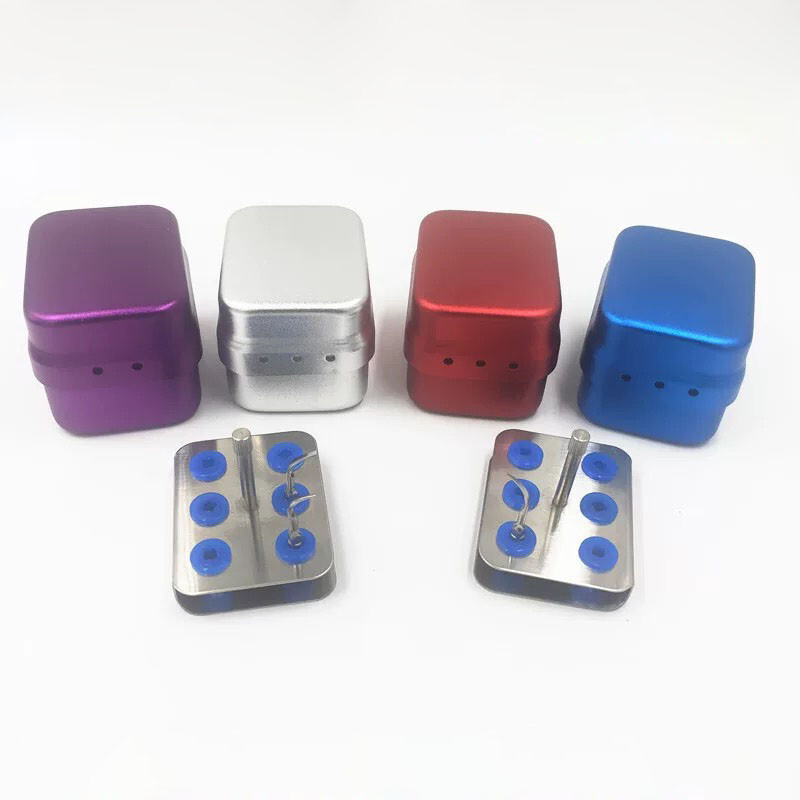 1 Set Blue Dental Scaler Tips Burs Disinfection Holder Block Sterilizer Box