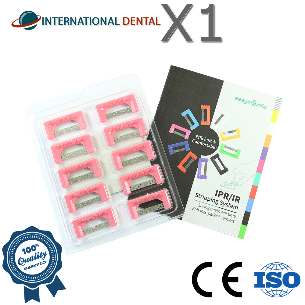 Dental Orthodontic EasyinSmile Widener Bright Pink IPR Strips Set 10pcs 4mm