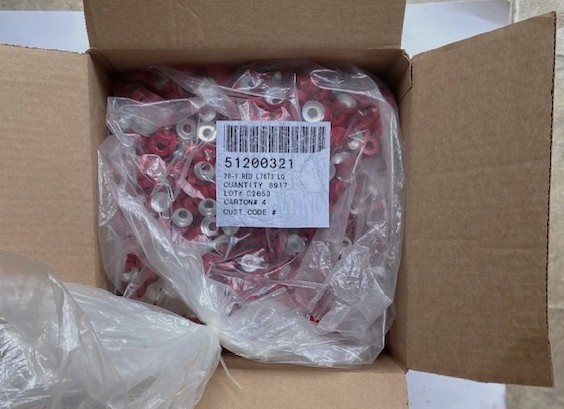 Box of Aluminum Seals Crimp 20-1Red L7573 LQ Quantity Approx 8500 pcs