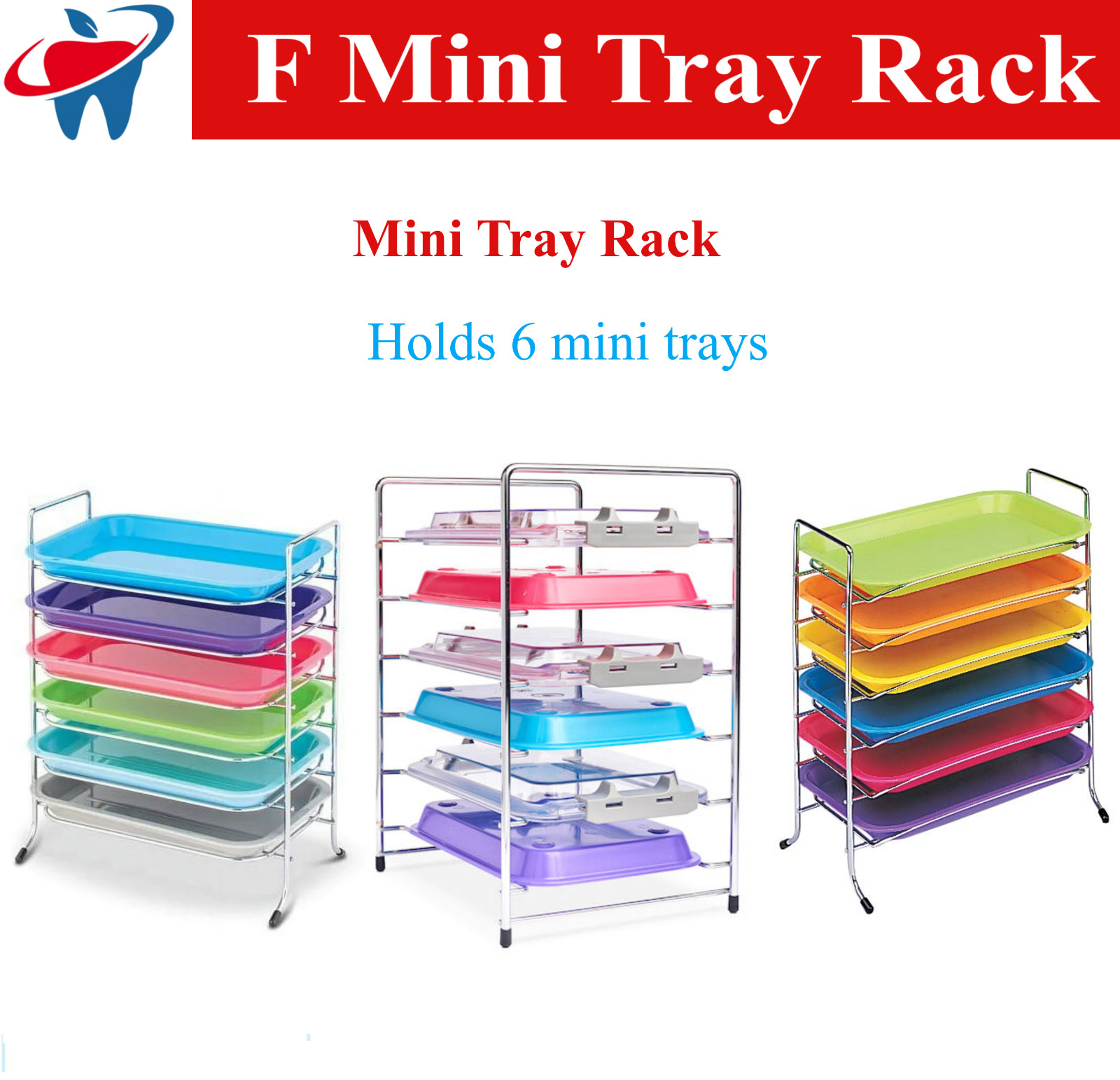 Dental Instrument Tray Rack Mini F Trays, Ritter B Tray Rack, Tub Rack, Midwest