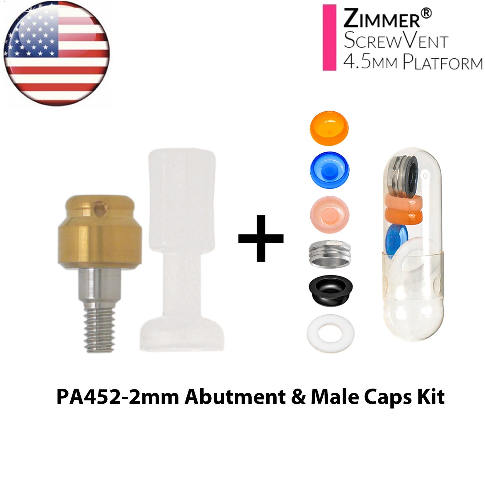 US Dental Locator Abutment For Zimmer Tapered Screw-Vent TSV Ø3.5/4.5mm Platform