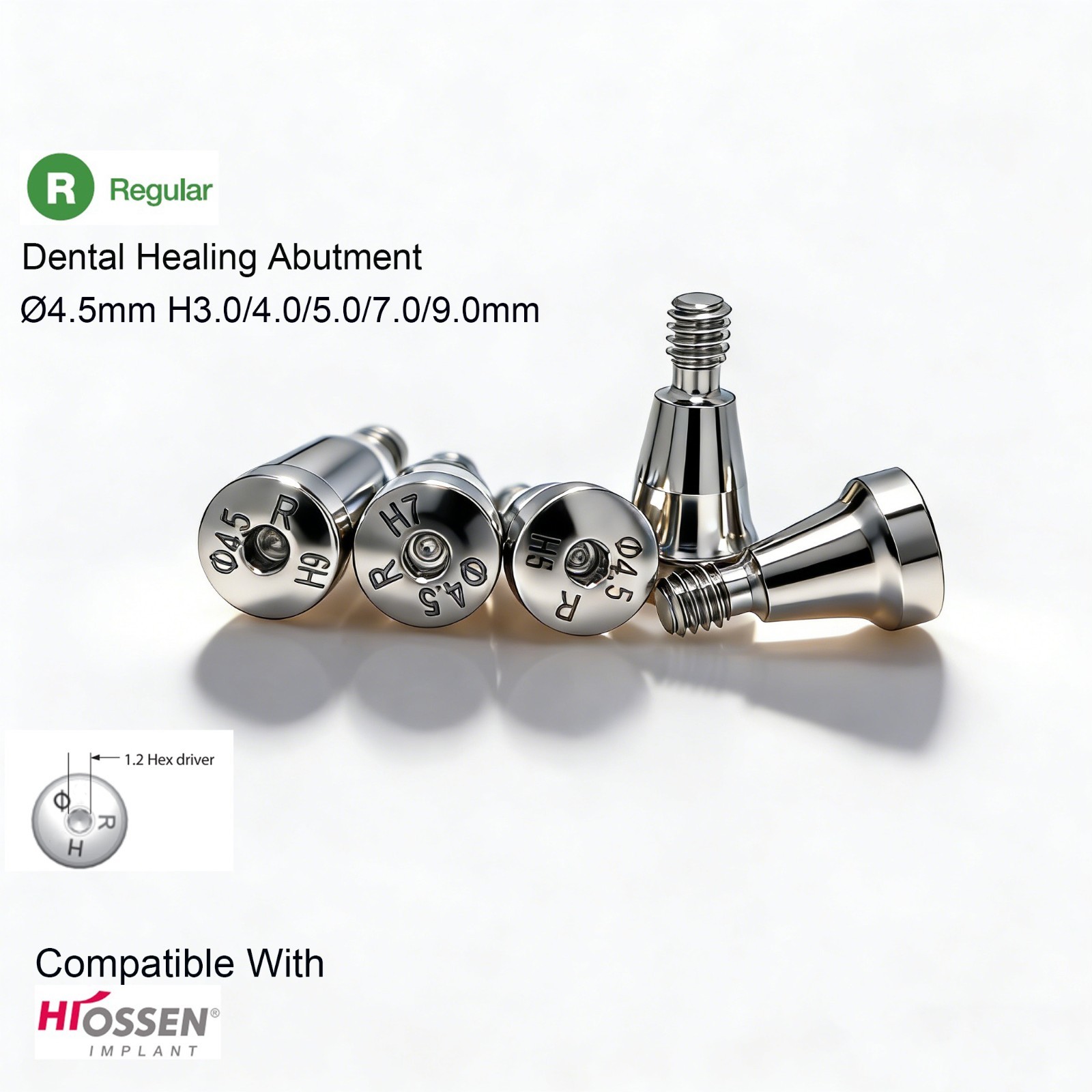 US 10pcs Dental Healing Abutment Cap Regular Platform Fit Oss Hiossen ET Implant