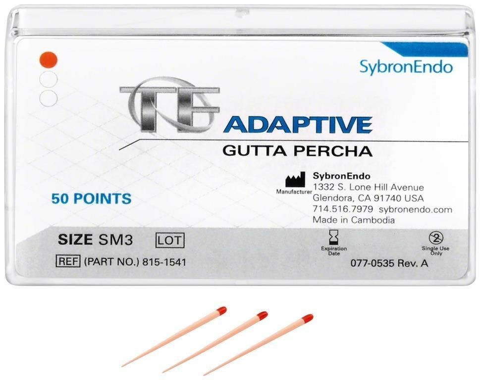 Kerr 815-1541 SybronEndo TF Adaptive Gutta Percha Points Small Red SM3 50/Pk