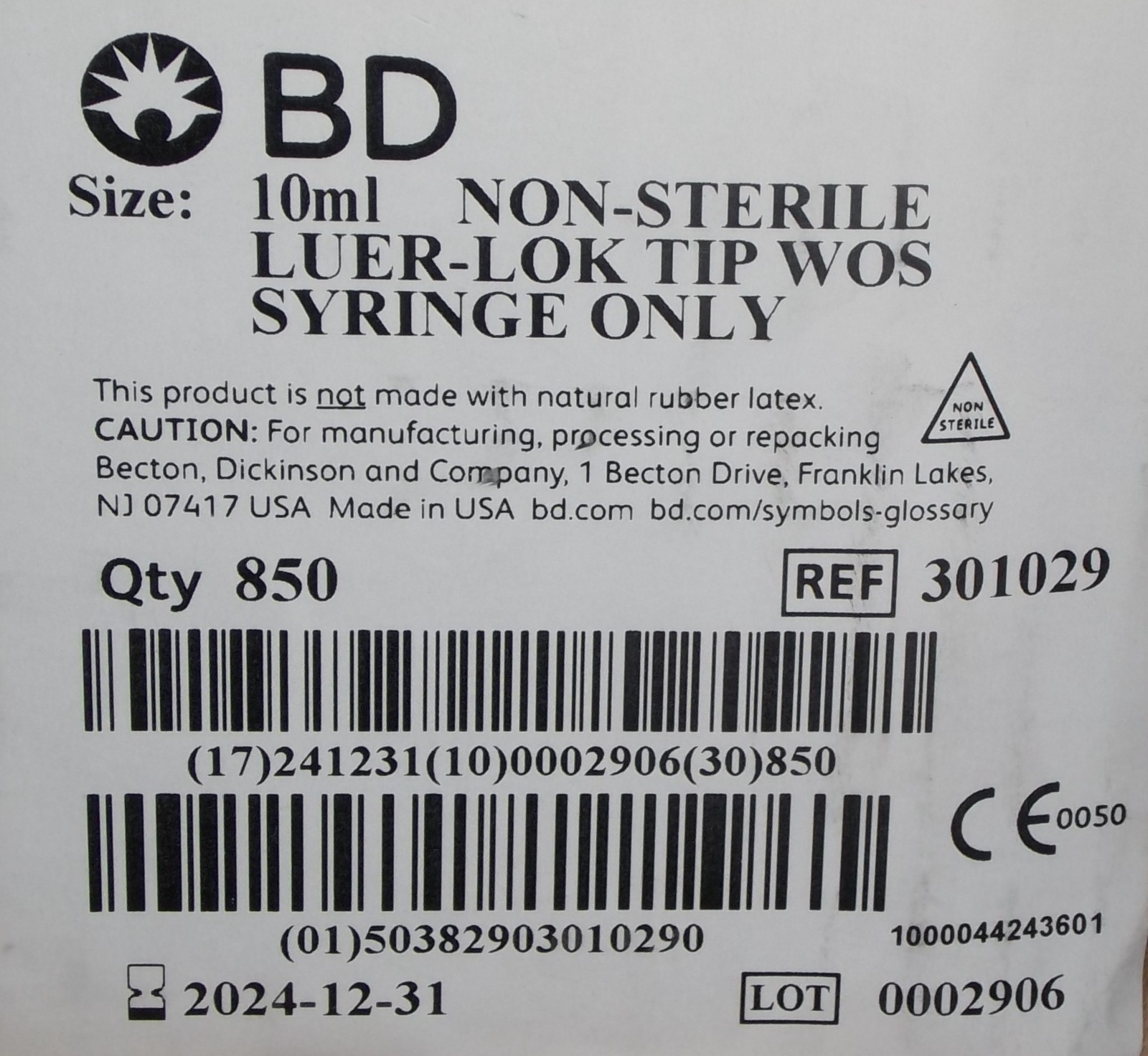 QTY. 25 Syringe Dispensers BD Luer-Lok tip (non-sterile, for food, glue, indus
