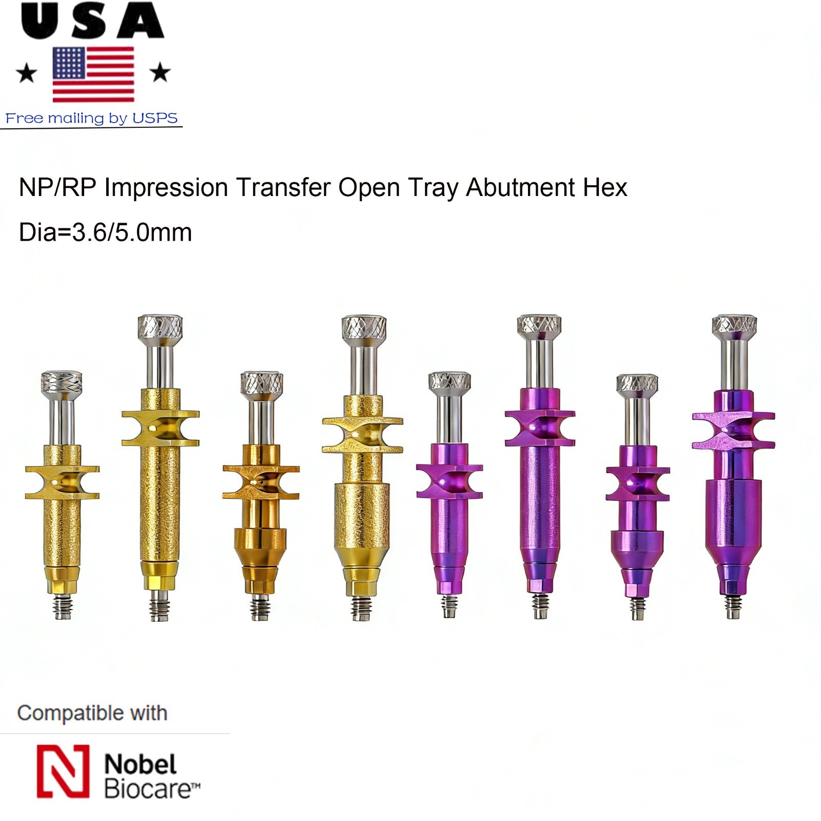 US Fits NobelActive NP RP Impression Coping Open Closed Tray Conical Transfer