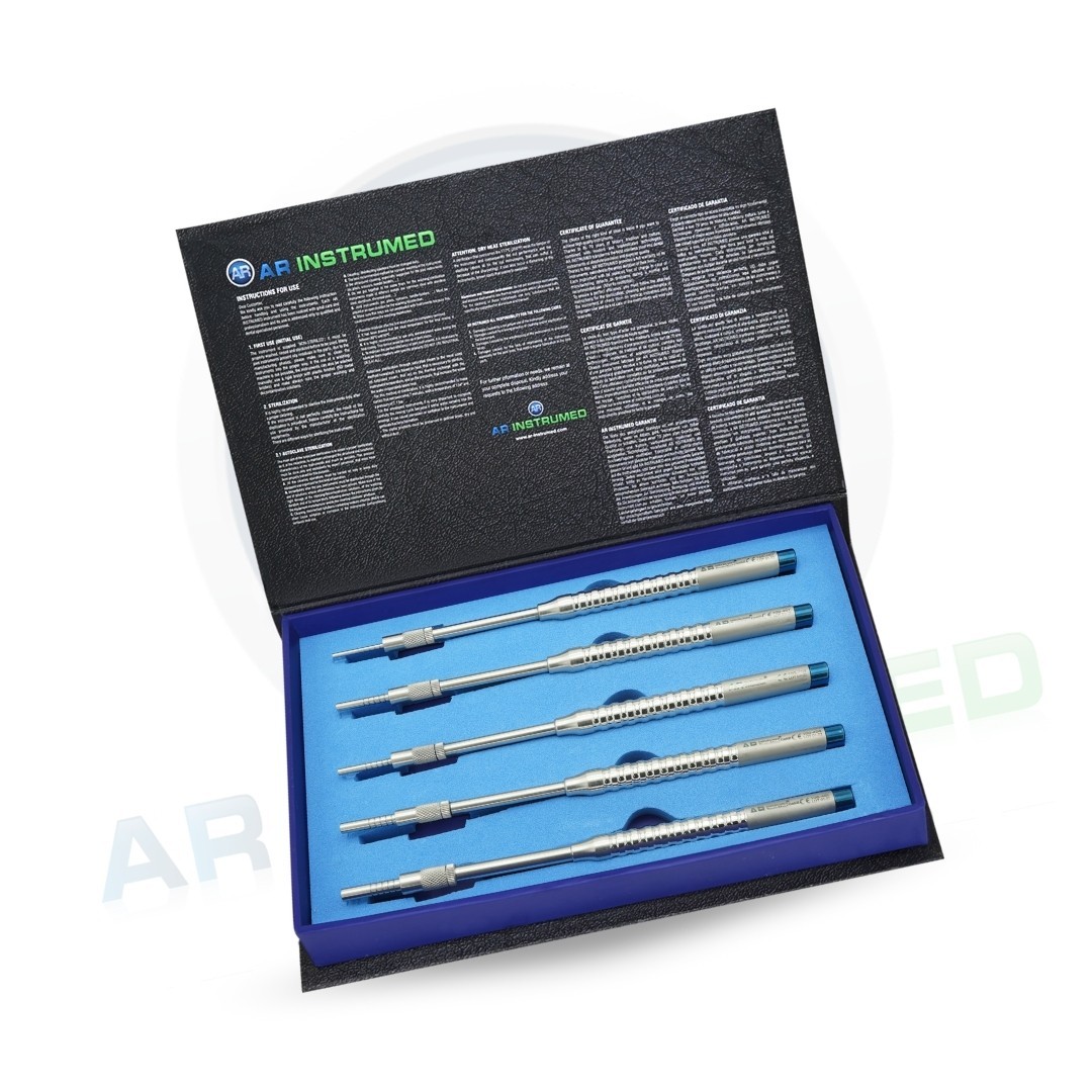 AR 5 Pcs Concave Bone Spreading Osteotomes Straight Dental Implant Set German