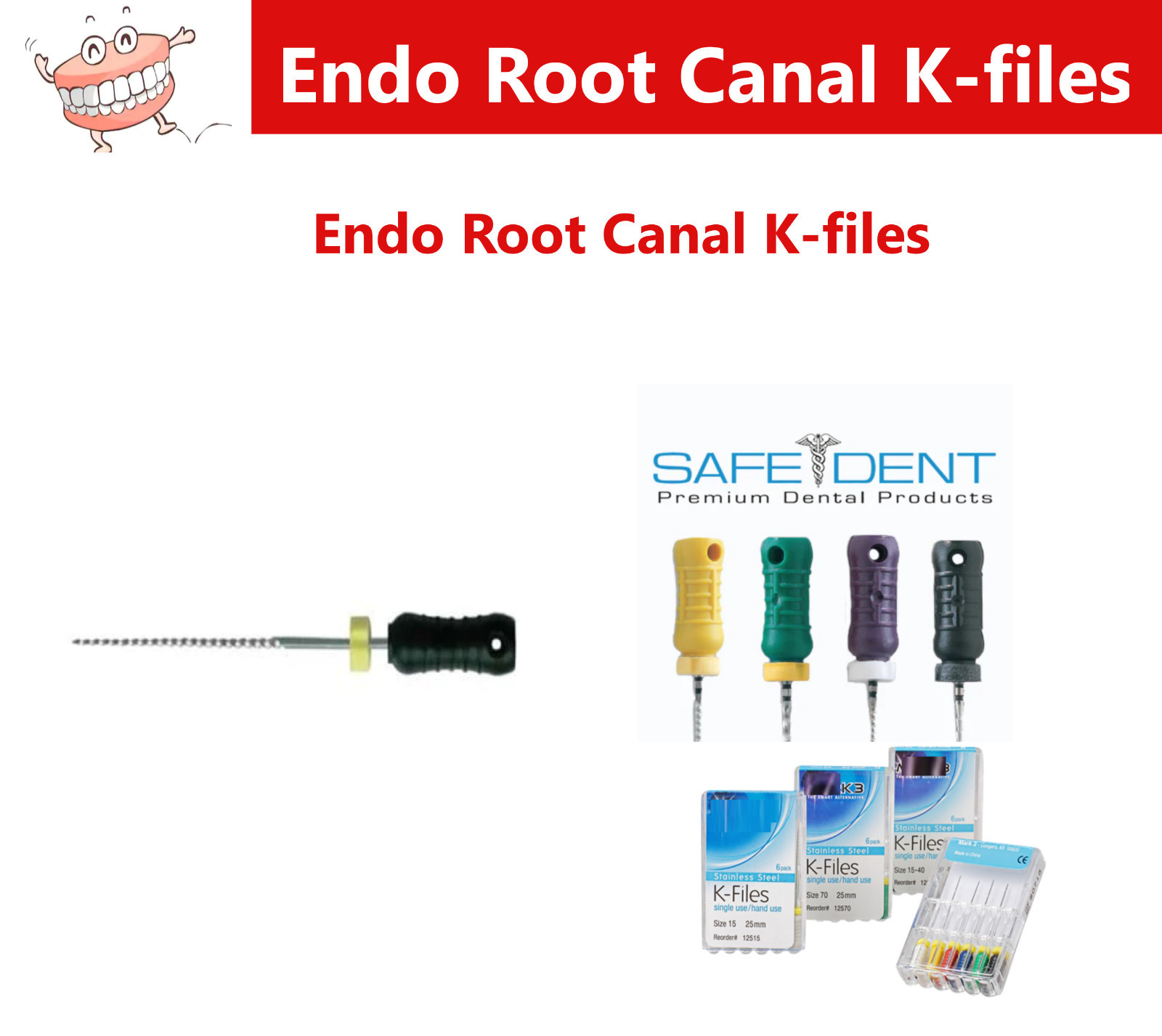 Dental Endo Root Canal File K-files 21mm 25mm 31mm Stainless Steel Hand Files