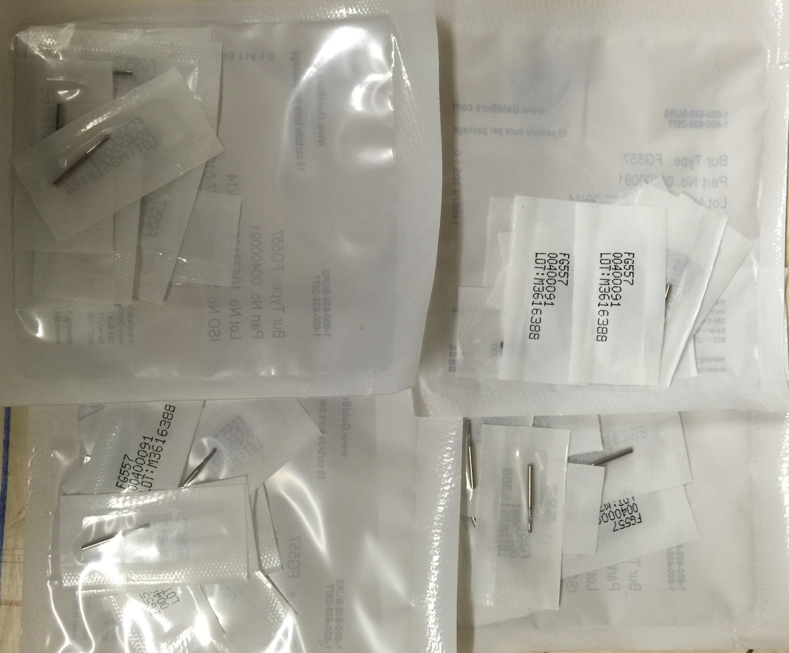 Carbide Burs FG557, 50 / Pack FG Burs. Midwest Type, Made by Kerr 50 Pk
