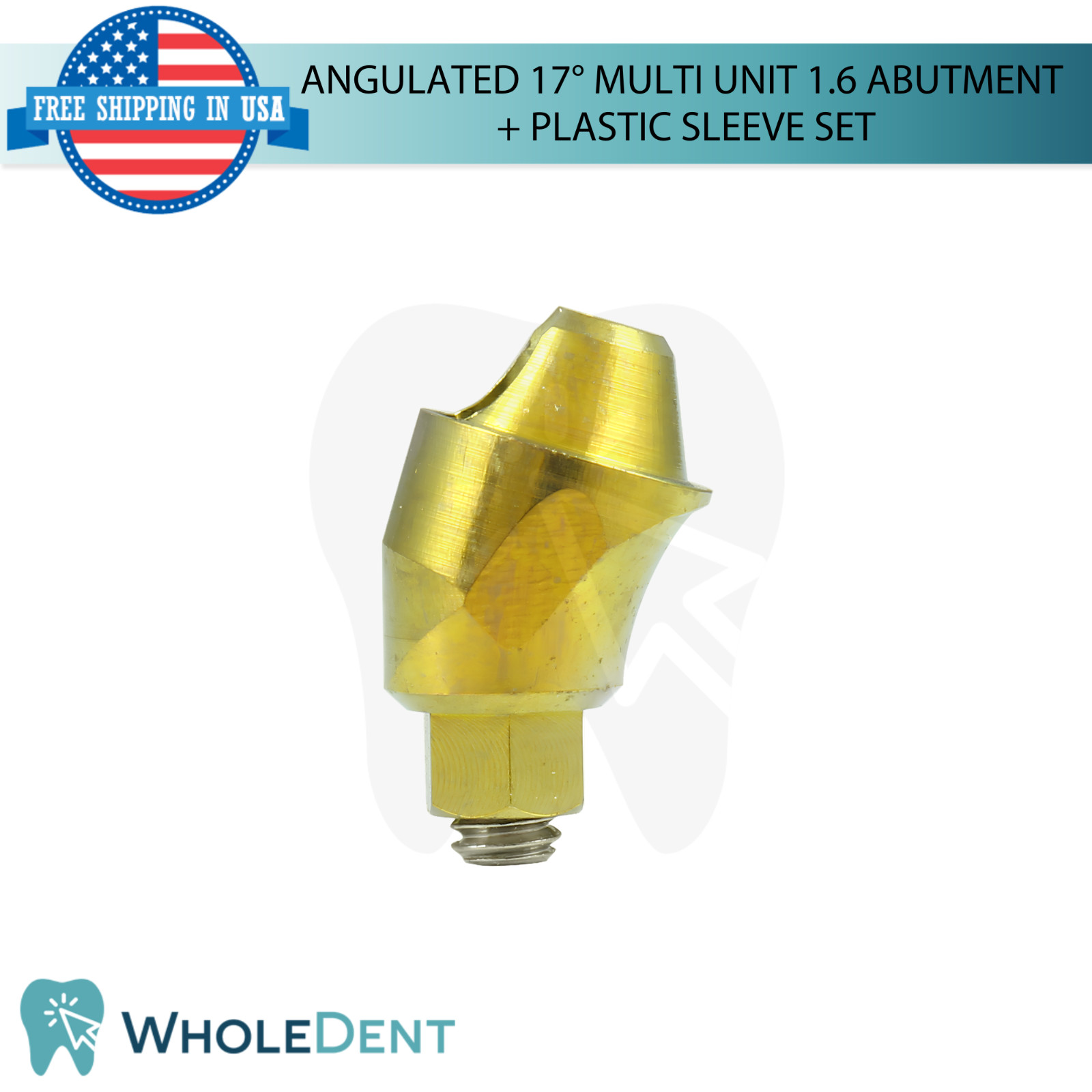10x Dental Angulated 17° Prosthetic Multi Unit 1.6mm Plastic Sleeve Set Int Hex