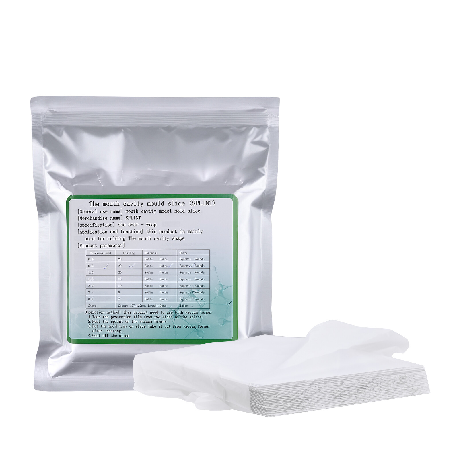 Dental Lab Splint Thermoforming Materials Vacuum Forming Sheet 0.8mm Hard/Soft