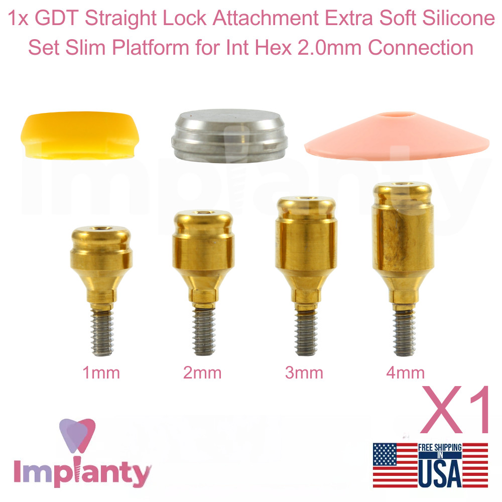 1x Dental Straight Lock Attachment Extra Soft Silicone Set Slim Platform 2.0mm