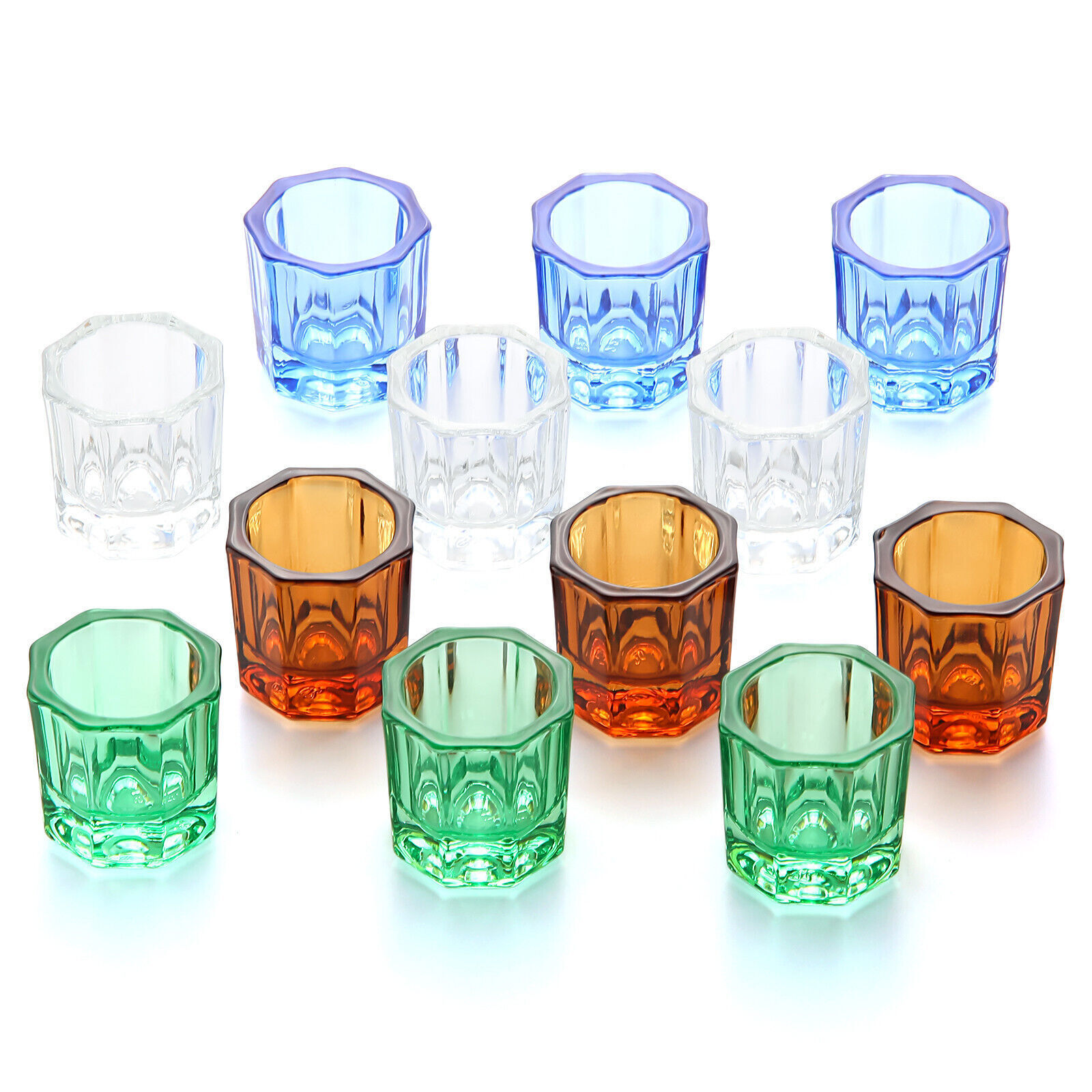 12PCS Dental Dappen Dish Crystal Acrylic Liquid / Powder Cup Nail Art Bowl