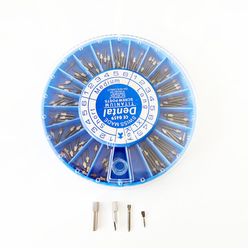 1 Box Dental Root Canal Pins Conical Plated Screw Post Core Repair Kit Titanium