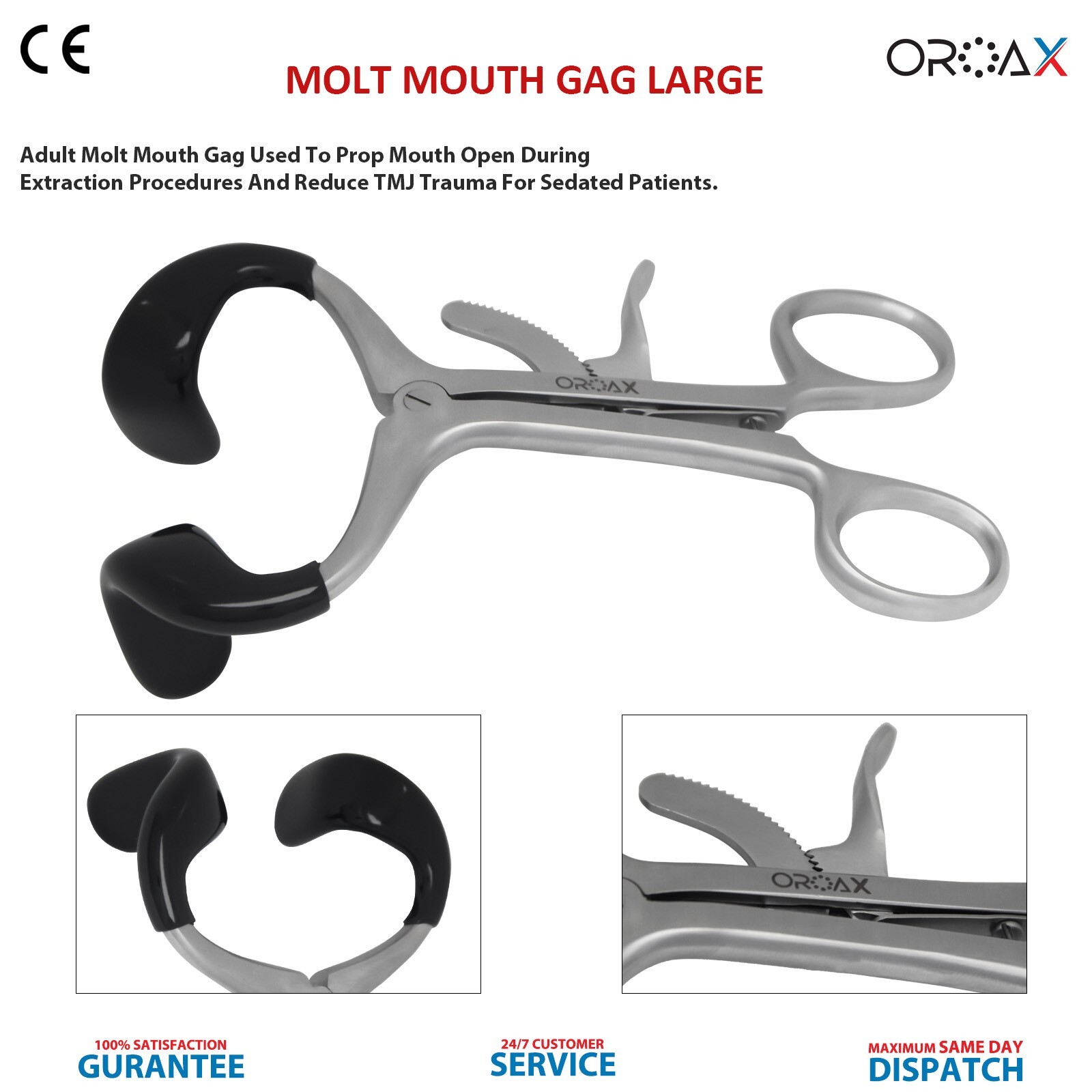 Dental Molt Mouth Prop Gag Opener TMJ Trauma Oral maxillofacial Surgical Tool CE