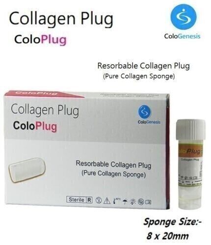 10X Collagen Plug Colo Plug Sterile Sponge 8 X 20 mm Fresh Stock 2028