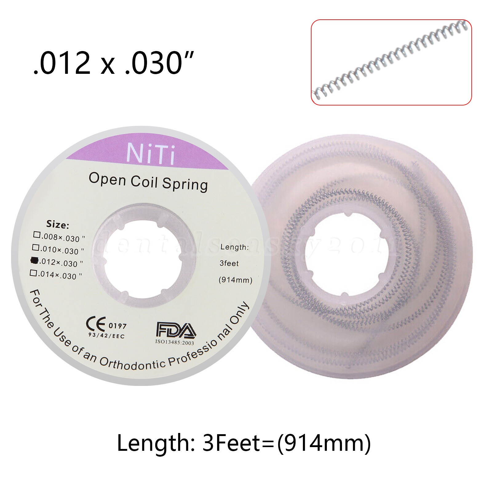 Orthodontic Dental Braces Niti Open Coil Spring Dia.012 Inch/.030 Inch 914mm dk
