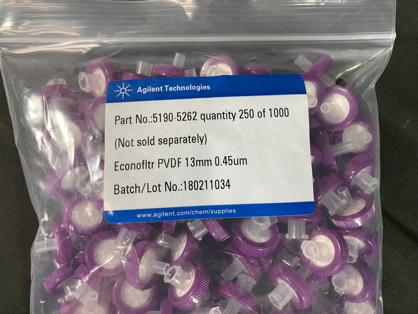 AGILENT TECHNOLOGIES Polypropylene PVDF 13mm Captivia Filters 5190-5262 (250/pk)
