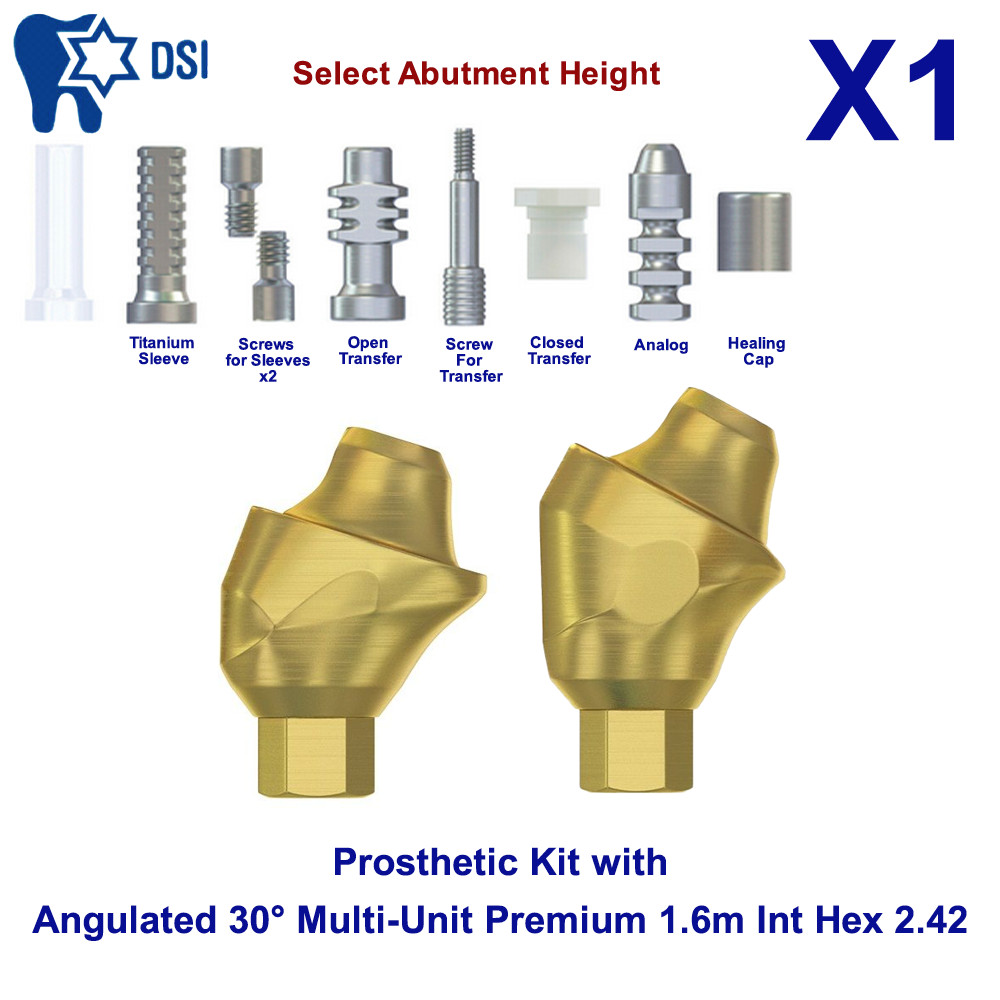 1x Prosthetic Kit DSI Angulated Abutment 30° Multi-Unit 1.6m Int Hex 2.42