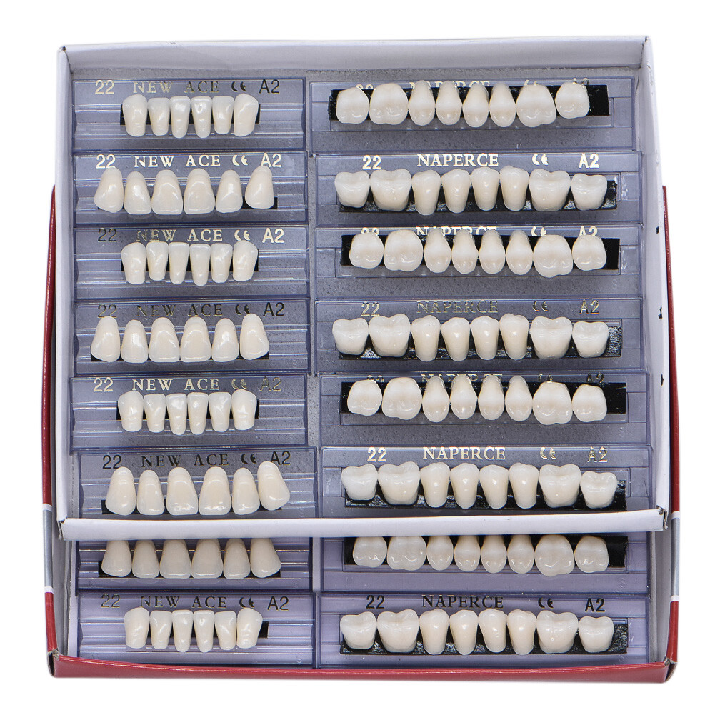 1/3/5Box 22#A2 Dental Acrylic Resin Denture Full Set Teeth Upper Lower Shade US