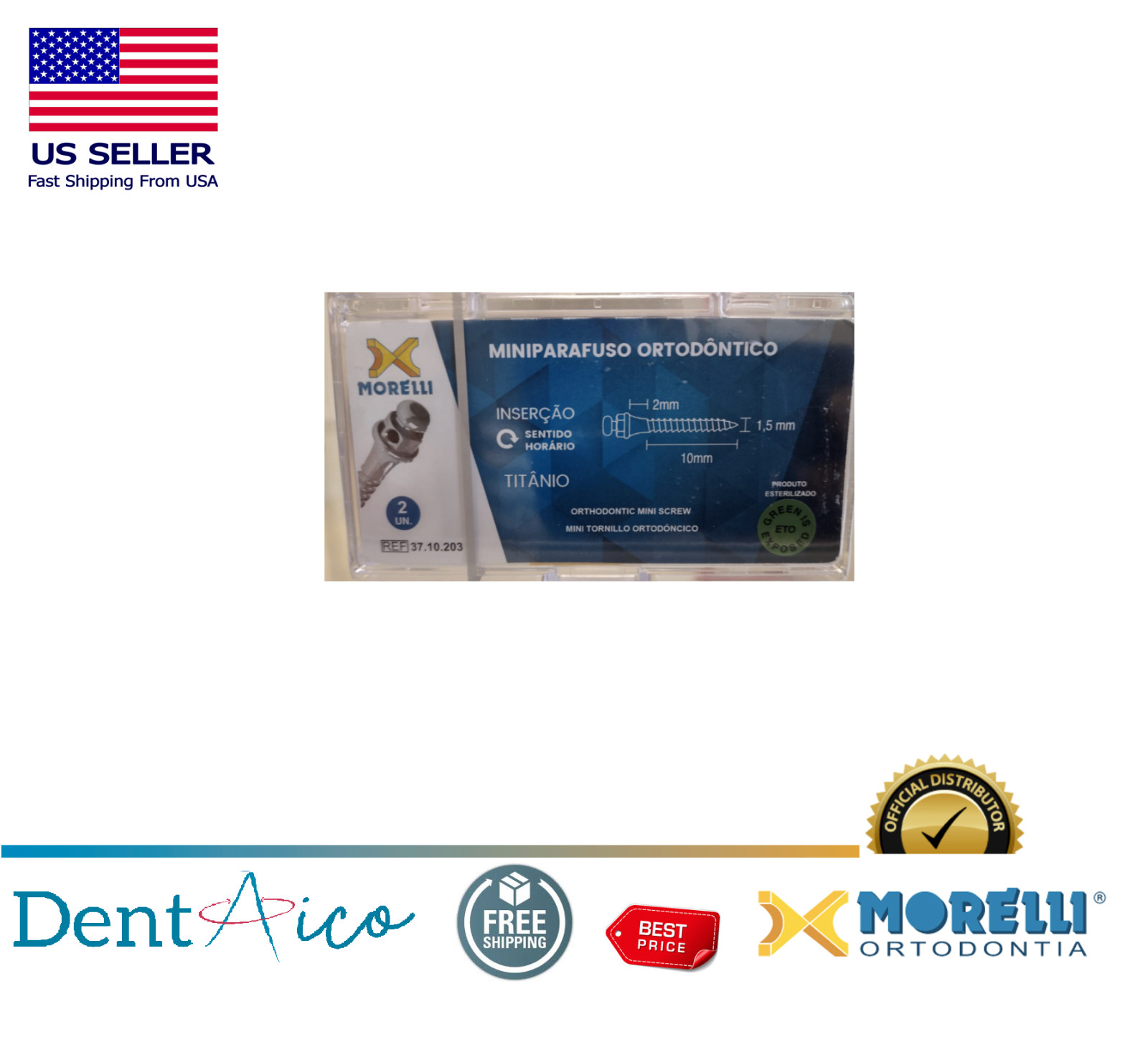 Morelli Orthodontic Mini Screw Leng.: 10mm Transm.: 2mm Ø1.5mm Dental Supply