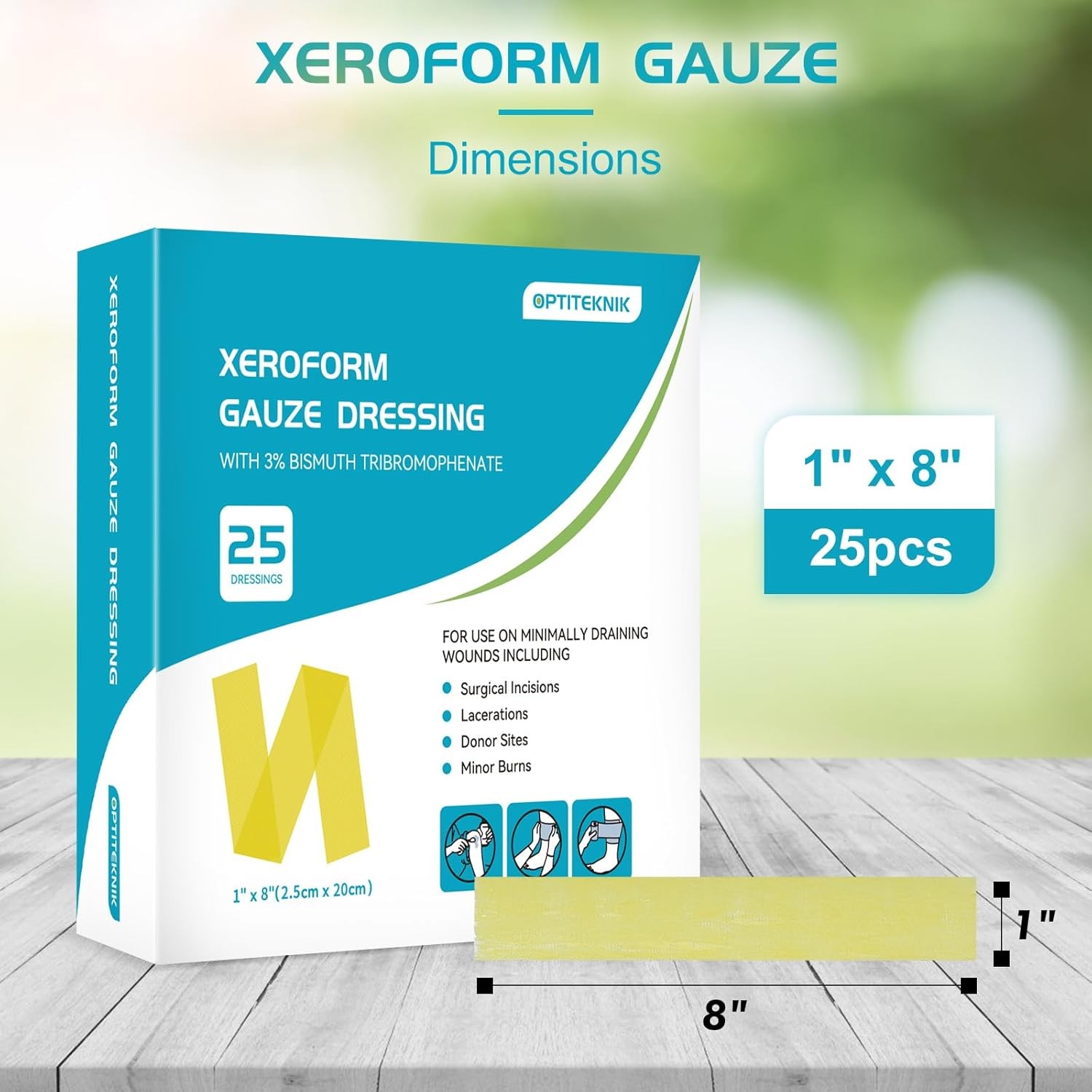 Xeroform Petrolatum Dressing 1″x8″ Pack of 25, 1"x8" pack 25