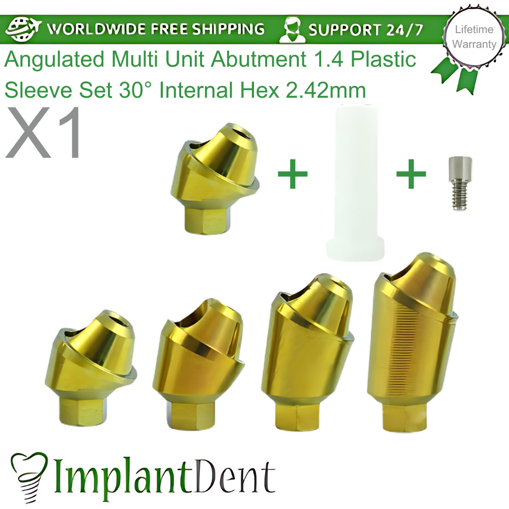 1x Dental Angulated Multi Unit Prosthetics 1.4 30° Int Hex Plastic Sleeve Set