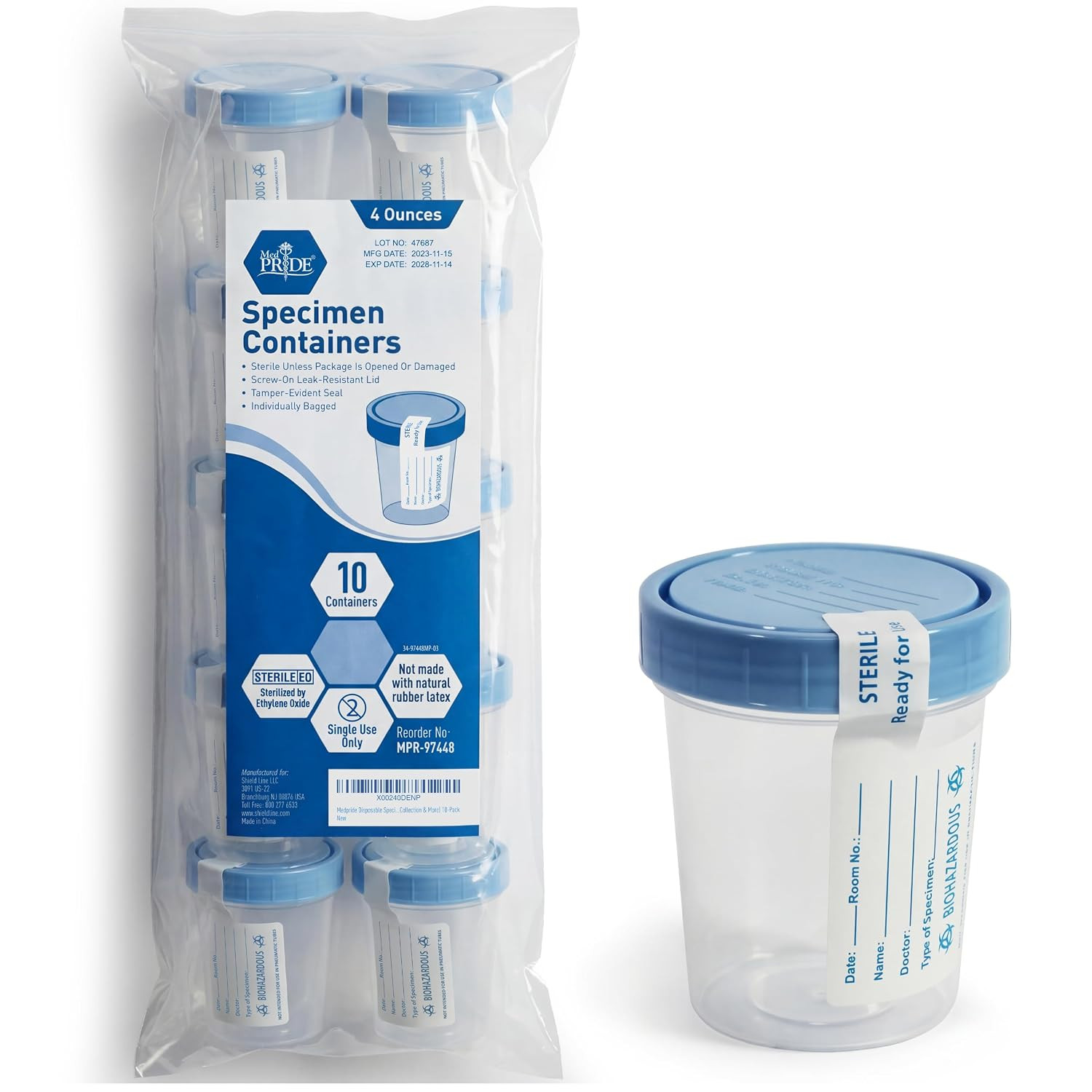 MED PRIDE Disposable Specimen Cups 10-Pack| High-Grade Silicone, Sterile