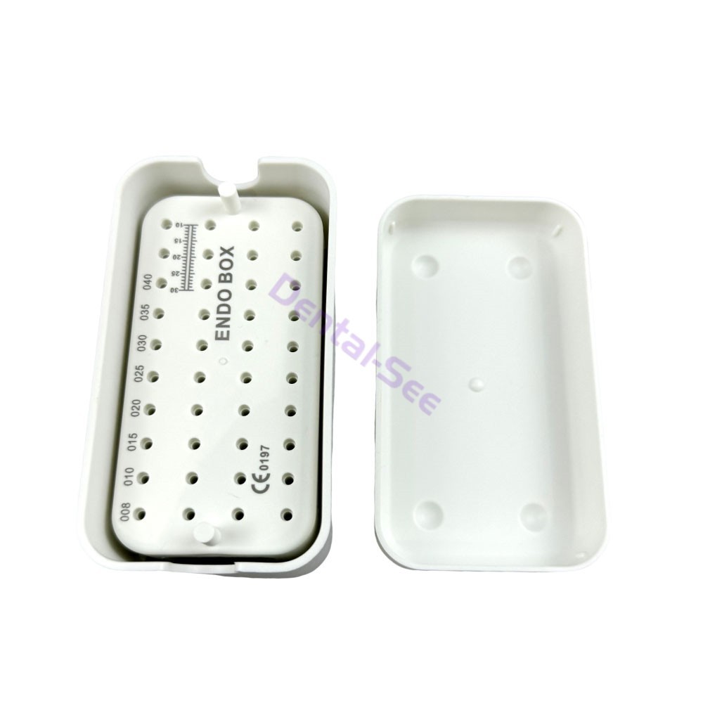 40 Holes Dental Endo Box FG Files Bur Holder Autoclave Disinfection Box Ruler