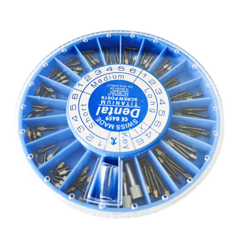 1 Box Dental Root Canal Pins Conical Plated Screw Post Core Repair Kit Titanium