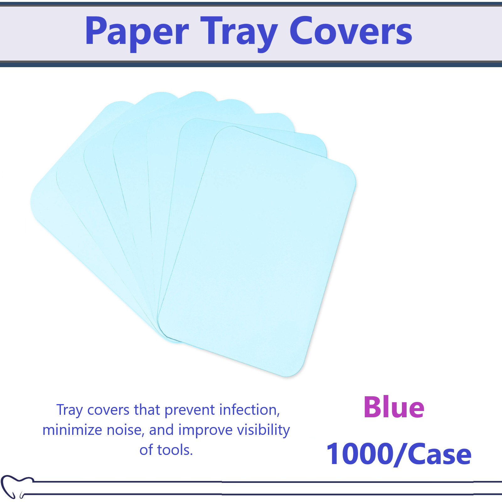 Dental Paper Tray Cover Size B / C / F White Blue Pink Green Lavender, 1000/Bx