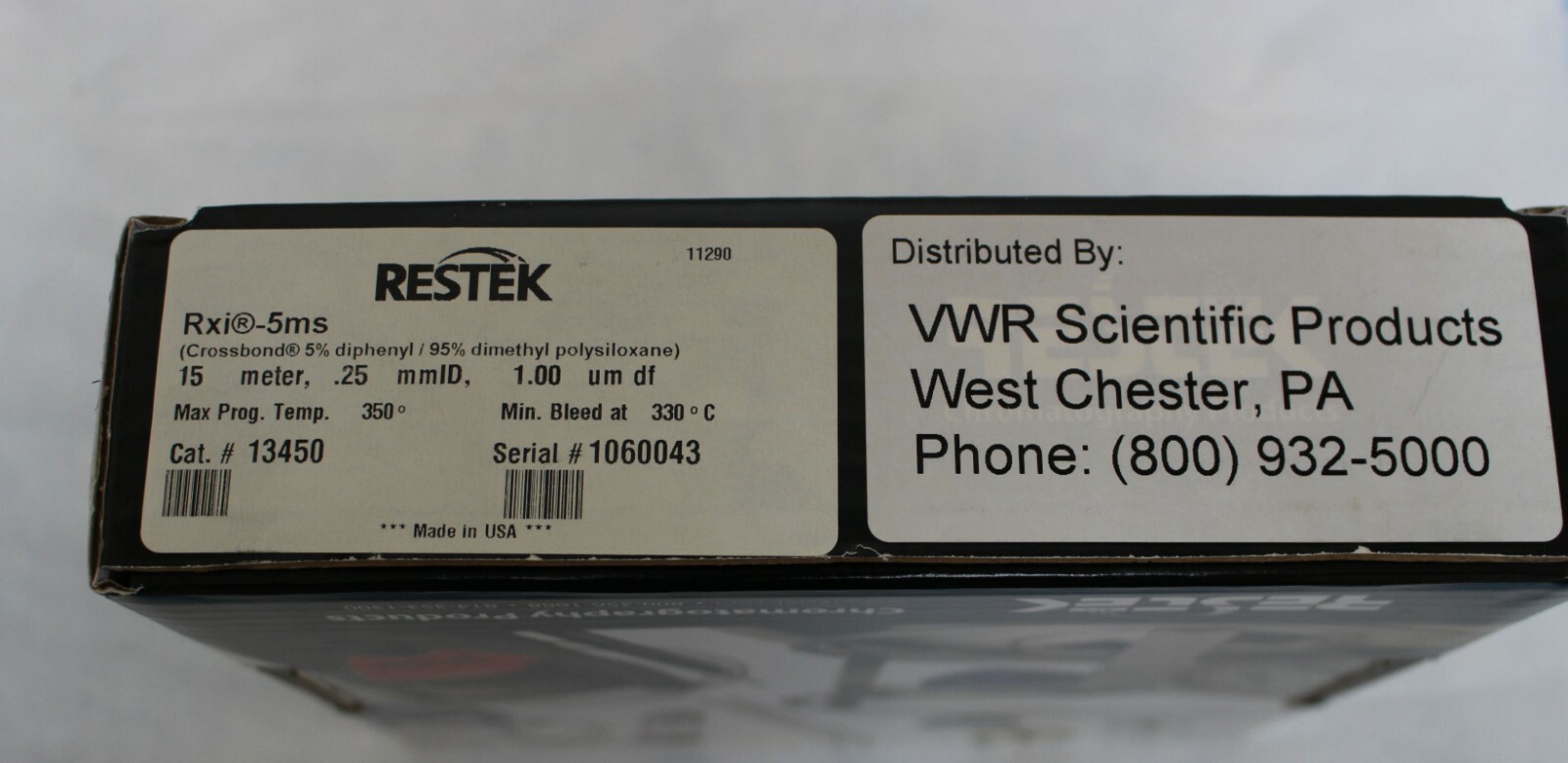 RESTEK Rxi-5ms 13450 CHROMATOGRAPHY GC COLUMN 15mx0.25mm 1um df