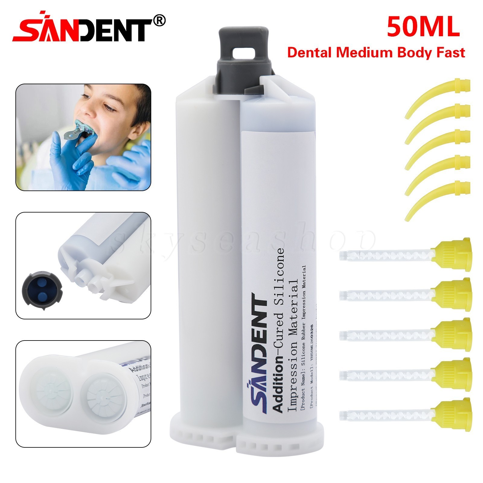Dental MEDIUM BODY FAST SET VPS Impression Material 50ml, 1-16/Bx SANDENT