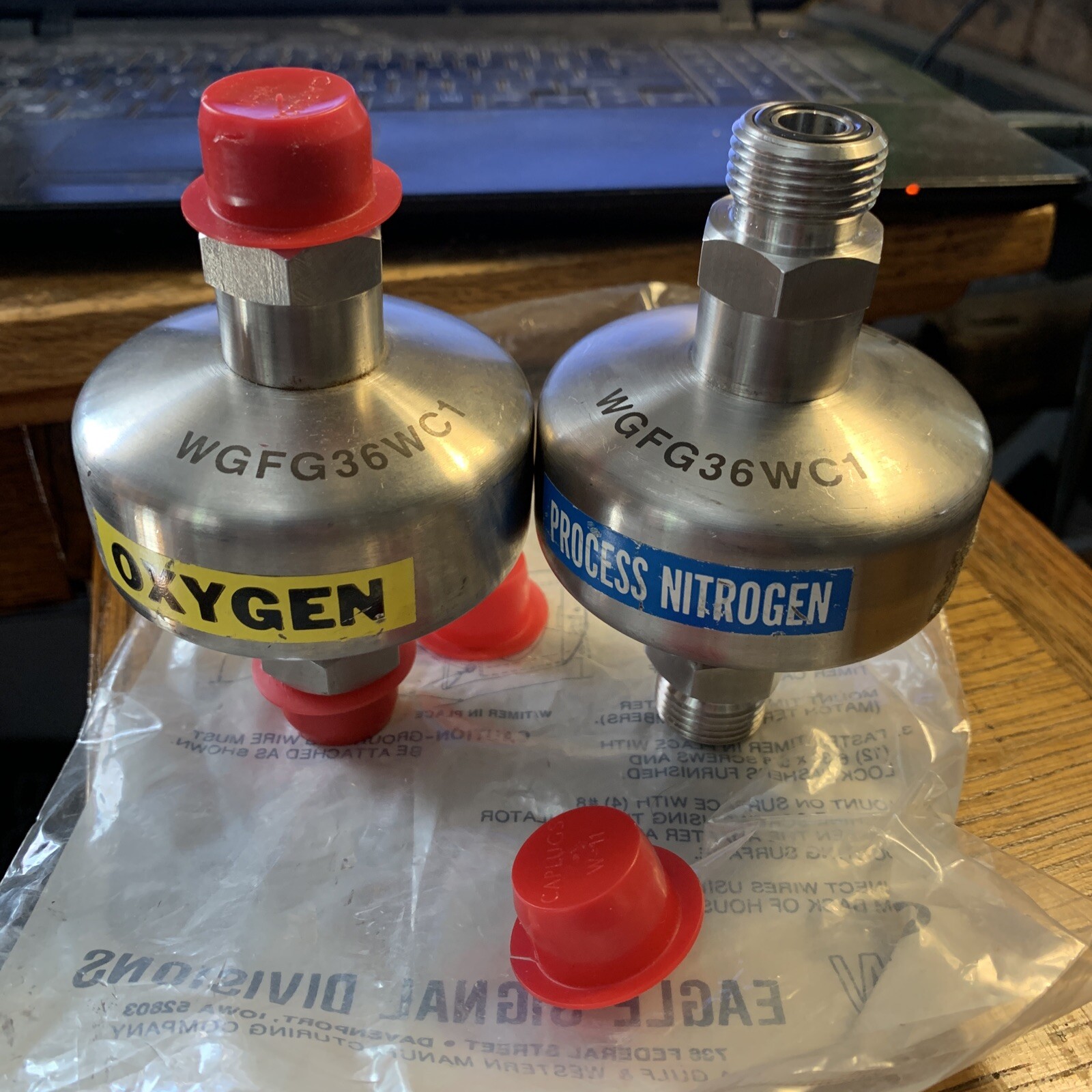 lot of 2pcs MILLIPORE Gas Filter — WGFG36WC1 — Used part