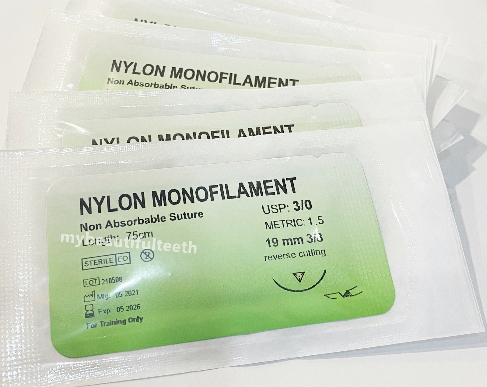 200Pcs Dental Reverse Metric 1.5 Nylon Monofilament 5-0 4-0 3-0