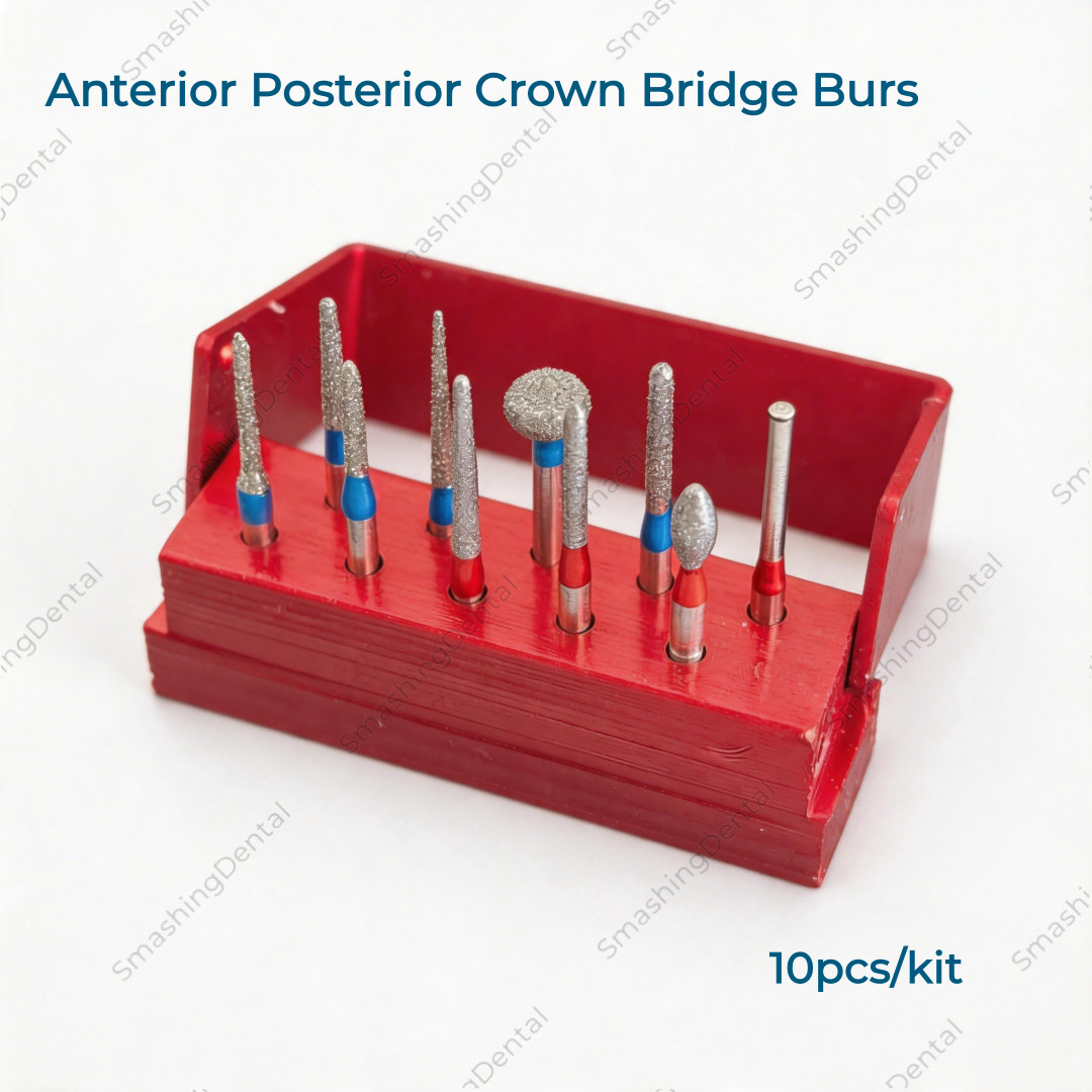 Dental Anterior Posterior Crown Bridge Preparation Diamond Burs Silver 10Pcs/Kit