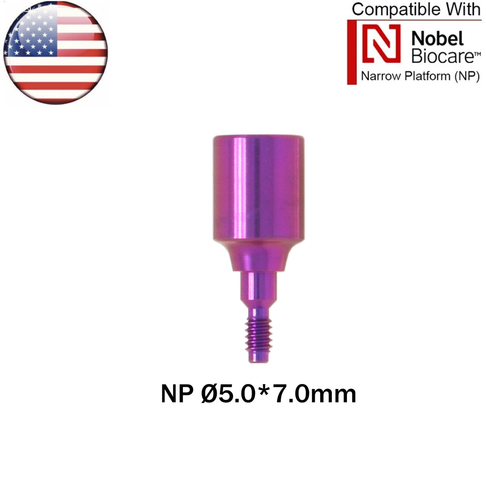 US NOBEL Dental Healing Abutment Caps Fit Nobel Active NP ∅3.6/5.0mm H3/5/7mm