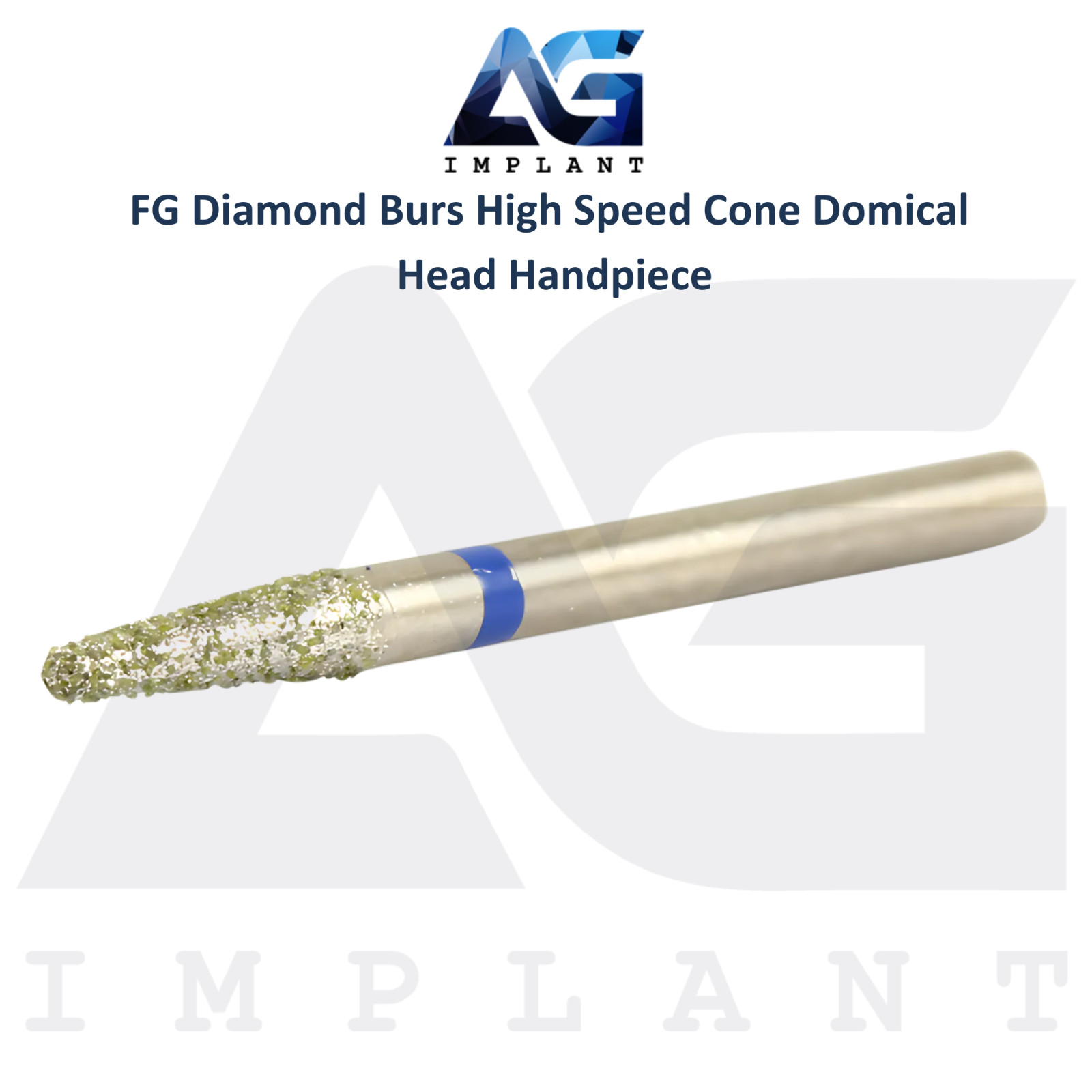 Dental FG Diamond 10 Burs High Speed Cone Domical Head Handpiece Stainless Steel
