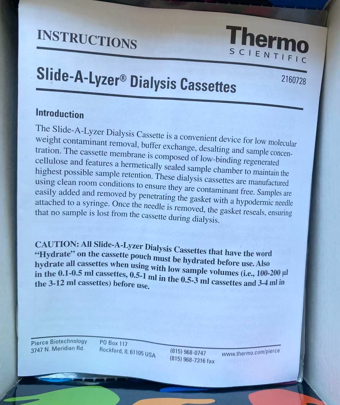 Thermo Slide-A-Lyzer 10K MWCO Cassette 0.5–3 mL 66380 (Pkg of 11, mixed )