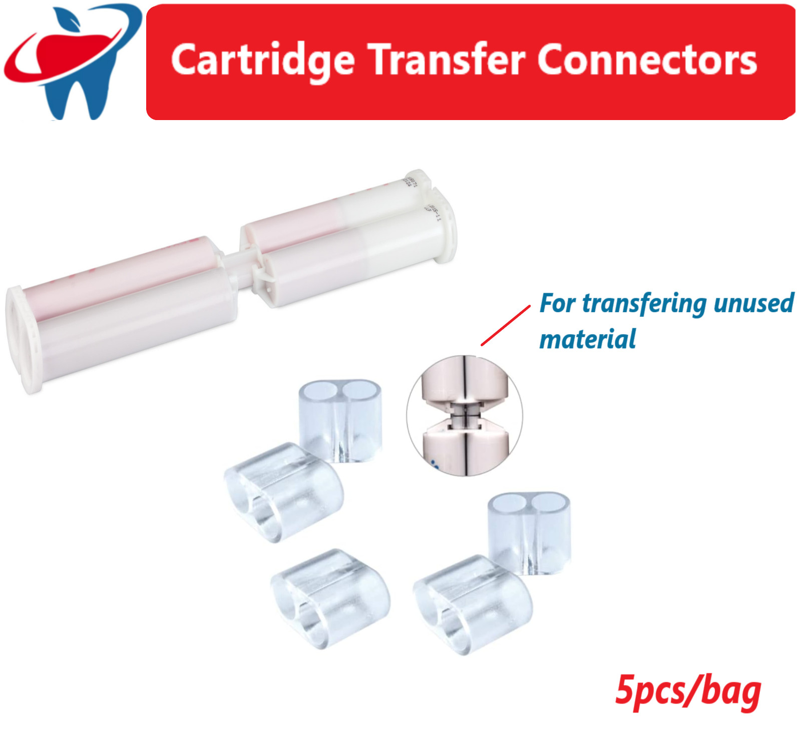 VPS Impression Refill Ease Cartridge Transfer Connectors 1:1 (Pack Of 5) Blue
