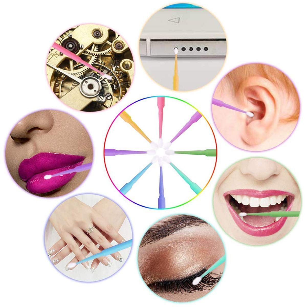 600 PCS Disposable Micro Applicator Brushes for Eyelash Extensions – Pink Ele…