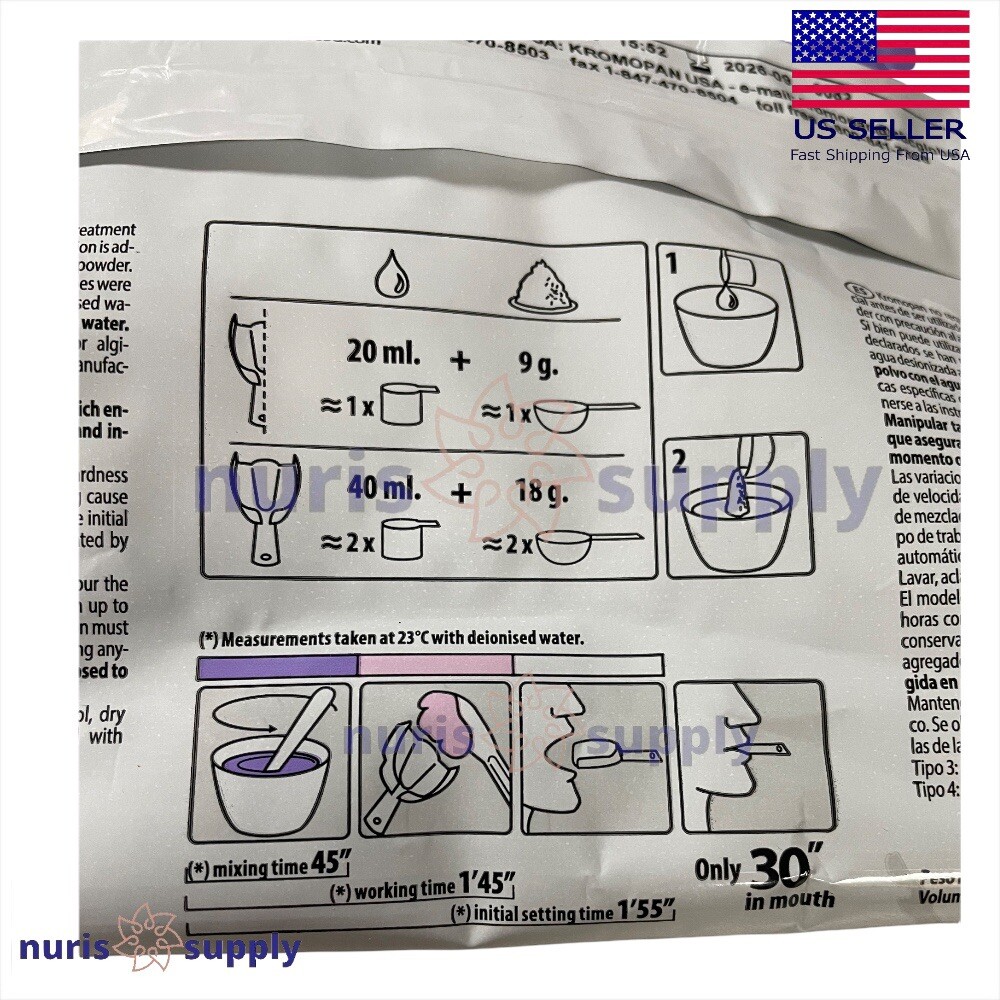 3 Pack Chromatic Kromopan Alginate Fast Dental Impression Material Color-Change