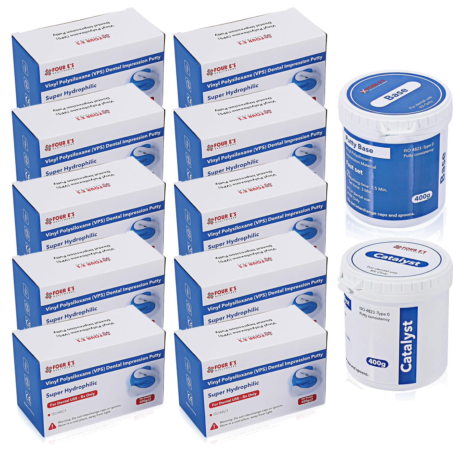 10Pack Dental Impression Putty Fast Set 800g VPS Putty (400g Base&400g Catalyst)