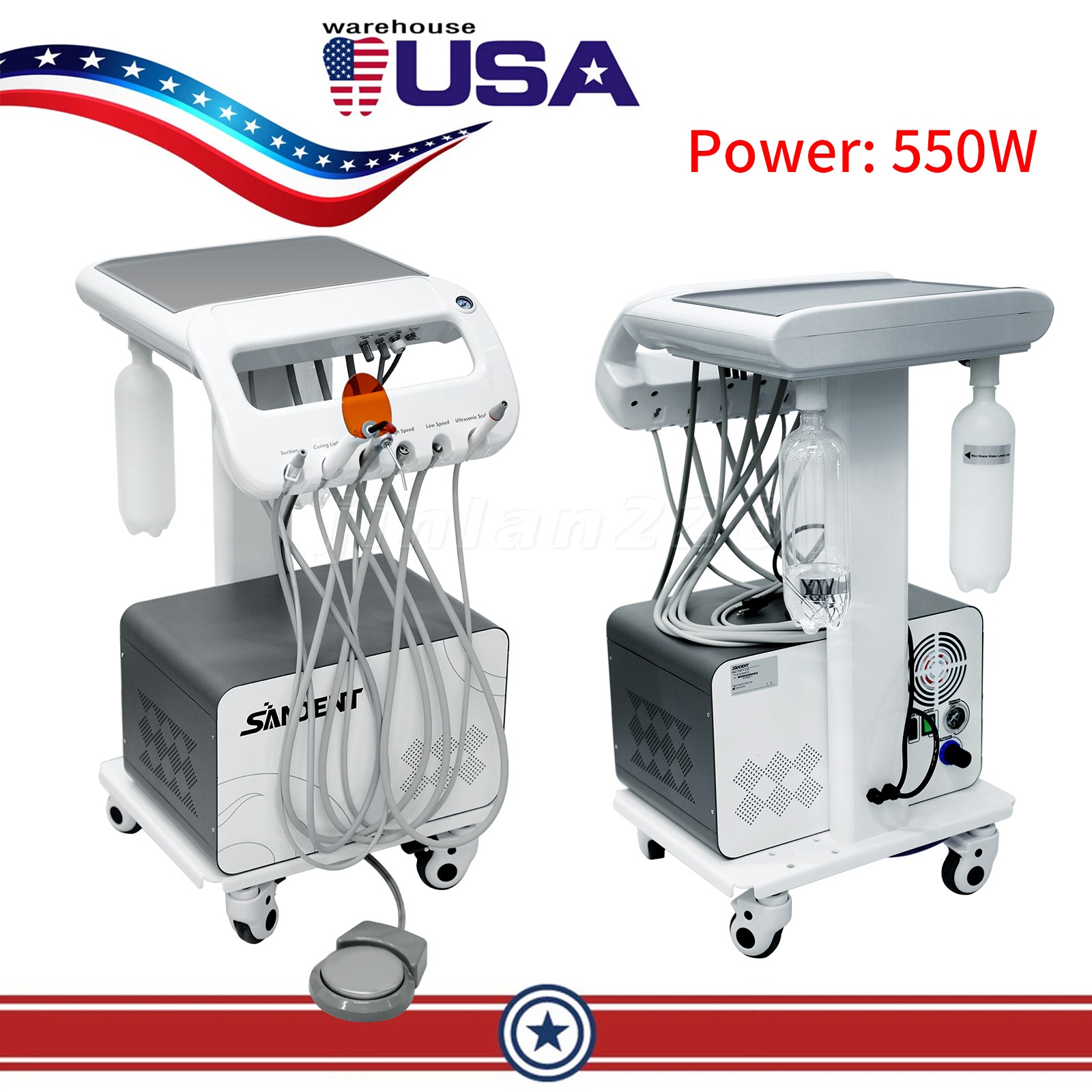 Portable Dental Delivery Unit With Air Compressor Strong Suction 4Hole