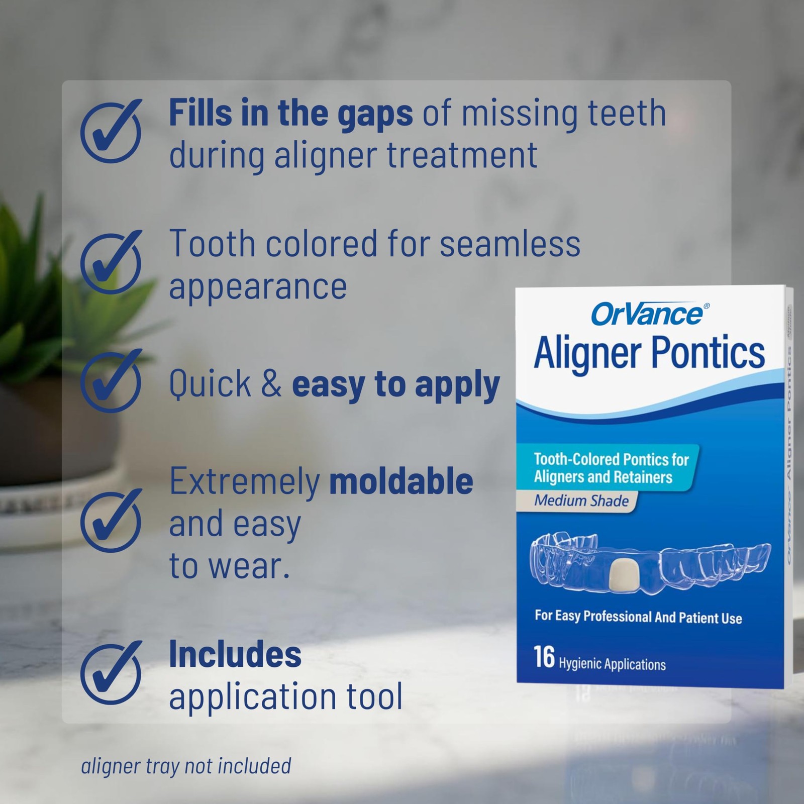 OrVance Aligner Pontics – Original 16 Count (Pack of 2), Medium Shade