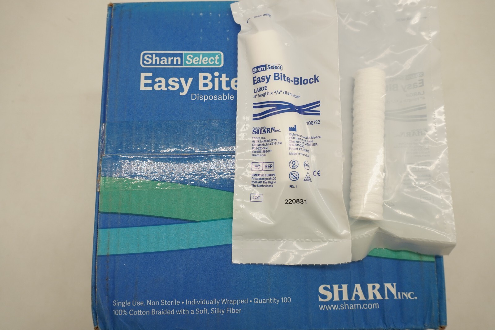 Sharn Select Dental Medical Disposable Easy Bite-Block 4 X .75 Inches 100/Box