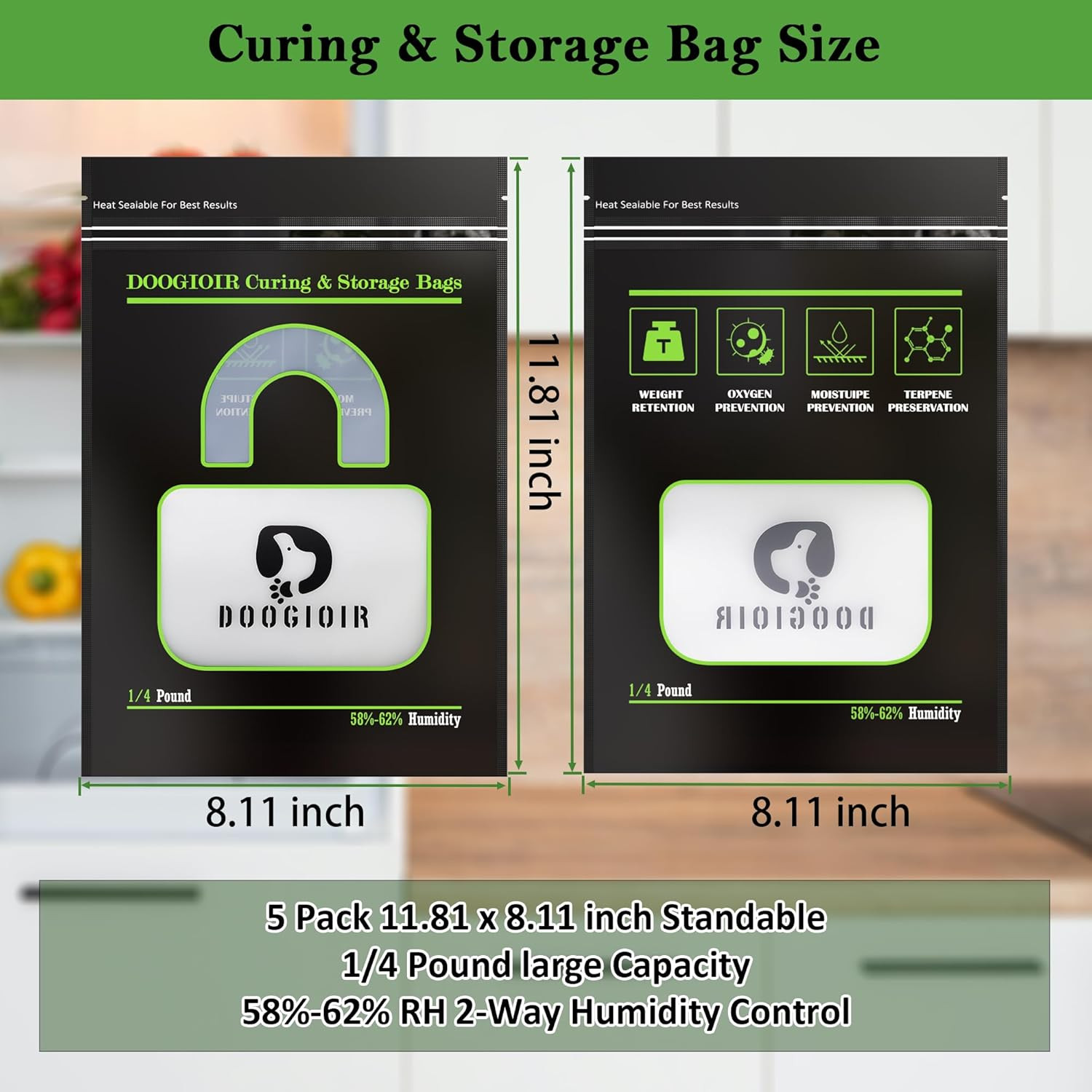 1/4 LB Curing & Storage Bags, Double-Tracked Zip Closure Heat Sealable Upright C
