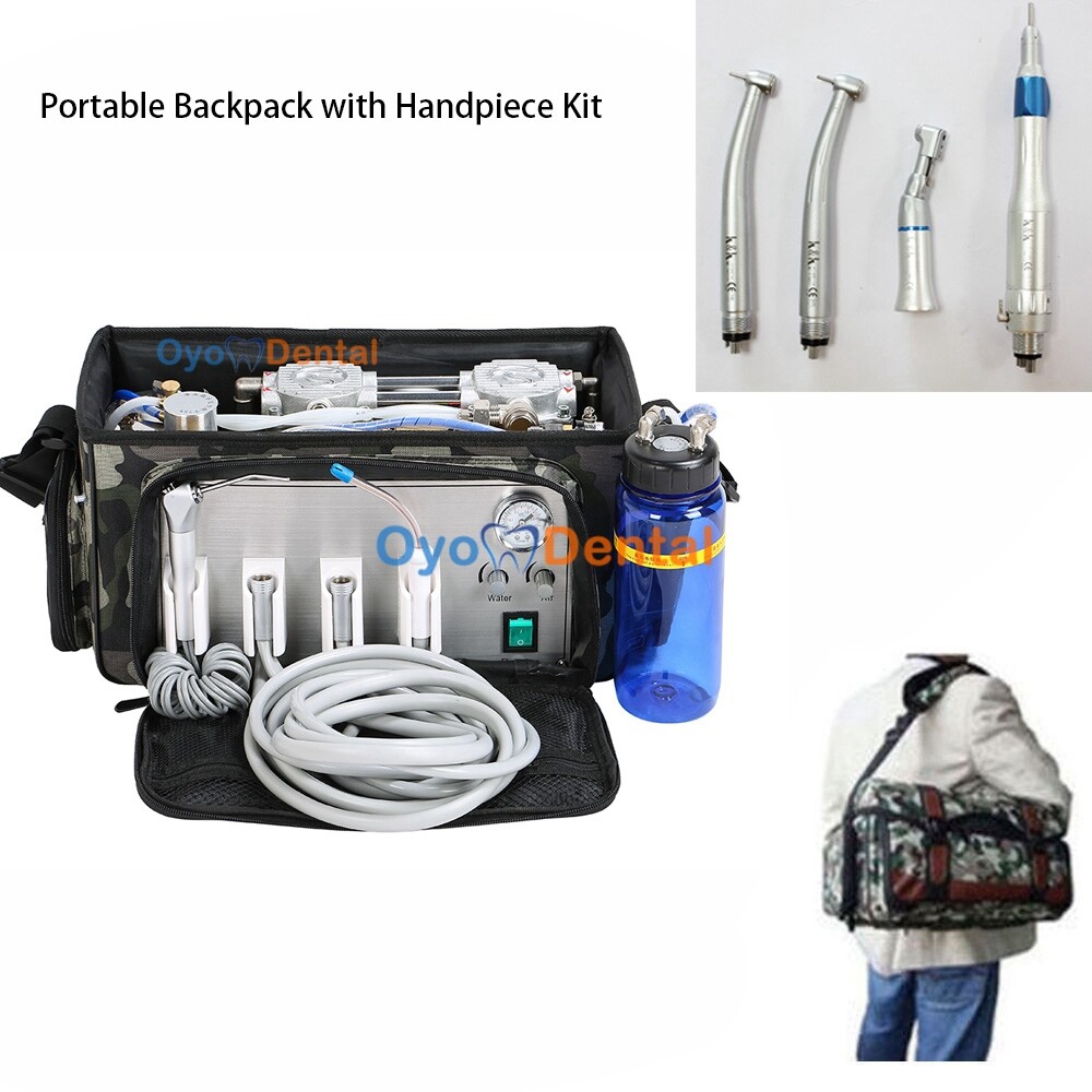 Upgraded BEST Portable Dental Unit Mobile Dental Backpack Bag+Handpiece Kit 2/4H