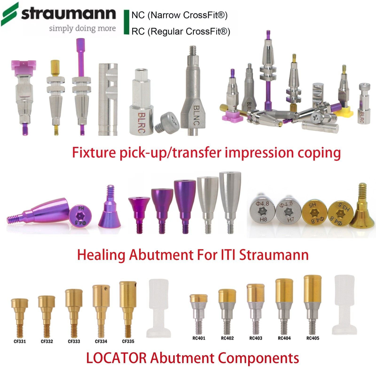 Hiossen/Nobel/Straumann Dental Implant Posts Healing & Locator Abutments Caps